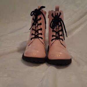 Pink Lace-Up Ankle Boots